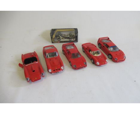 Four Burago Ferrari models including LM250, F40 and G.T.O. 250, Franklin Mint F40 and Corgi J.P.S. Lotus 75, G (Est. plus 21%