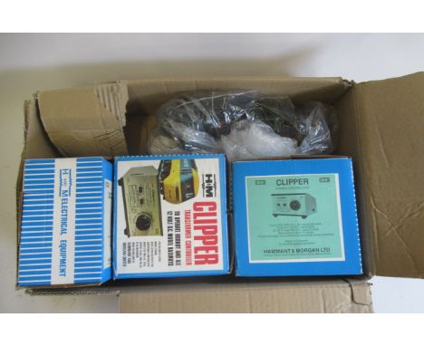 Three H&amp;M 12v model train controllers comprising 2 x clipper and D.C. control unit, boxed, G (Est. plus 21% premium inc. 