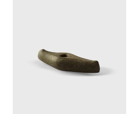  NEOLITIHC STONE "BOAT" AXE NORTHERN EUROPE, LIKELY SWEDEN, NEOLITHIC PERIOD, C. 3RD MILLENNIUM B.C. carved stone, with a sle
