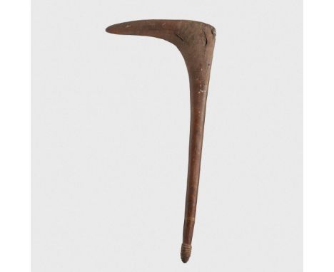  ABORIGINAL "LEANGLE" CLUB VICTORIA, AUSTRALIA carved wood, the handle with etched grip, the l-shaped club forming a hooked s