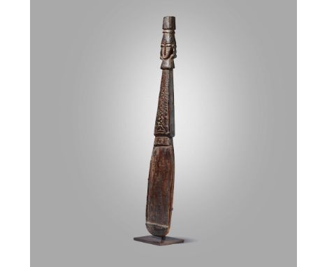  TAMI JANUS FIGURE LADLE HUON GULF, PAPUA NEW GUINEA, 19TH CENTURY carved wood, adorned with an ancestor figure of janus form