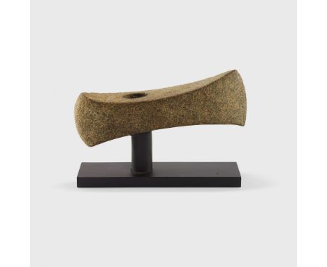  NORDIC STONE BATTLE AXE SCANDINAVIA, NEOLITHIC PERIOD, C. 3RD MILLENNIUM B.C. carved stone, dual cutting edges featuring an 