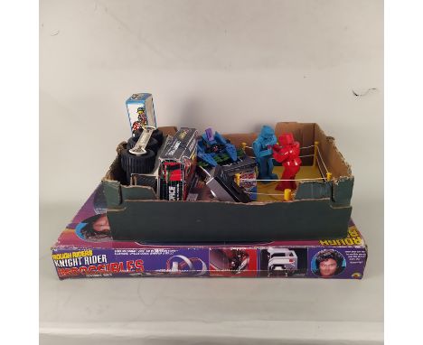 Vintage toys and games including a Knight Rider set, Big Track etc