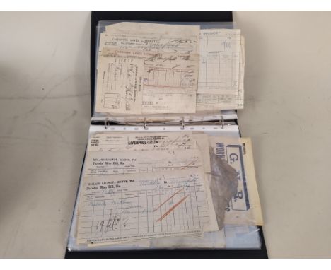 A good selection of vintage railway related ephemera including tickets, haulage dockets plus a framed W Heath Robinson print