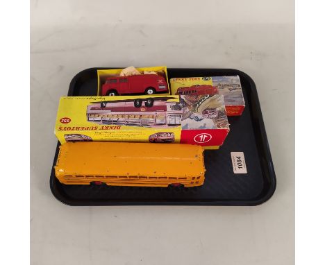 A boxed vintage Dinky 276 fire tender plus a Dinky school bus (in wrong box)