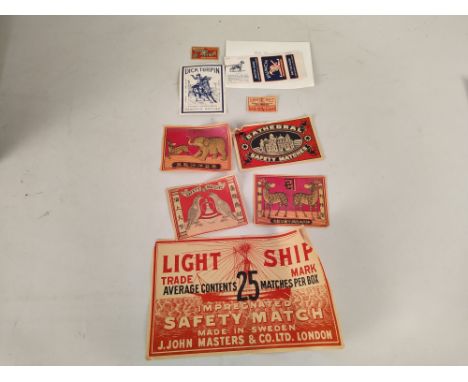 A collection of vintage Matchbox labels