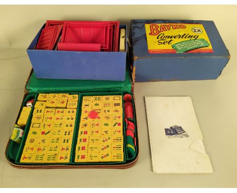 A vintage Totopoly game with board and two boxes of vintage 'Bayko' building sets plus a Mahjong set