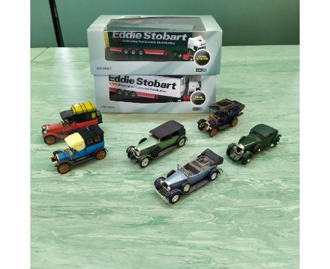 Two boxed Oxford 1:76 scale Eddie Stobart vehicles plus a selection of Rio classics and a Matchbox low loader