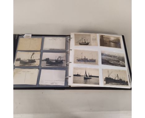 A large album of vintage postcards, mainly Lowestoft fishing subjects plus a group of original small photos, again local