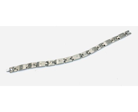 "Gems TV" Titanium and diamond men's bracelet, length 24cms. In original box with Certificate of Authenticity.&nbsp; Estimate
