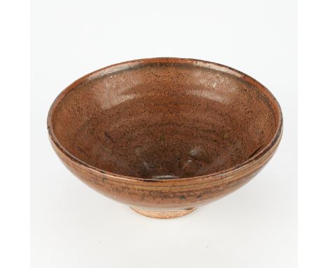 Chinese Henan ware ceramic bowl, Yuan dynasty. Mottled brown glazed stoneware with iridescent 'oil spots' throughout.Provenan