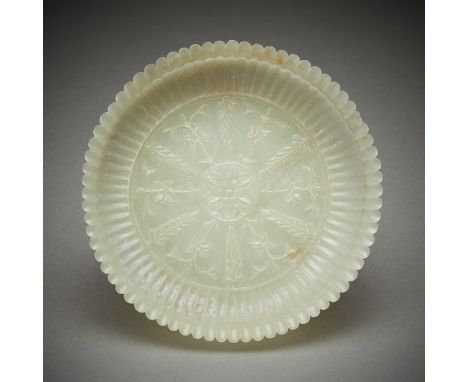 One Chinese early 19th century Mughal-style jade bowl. A stunning example of Mughal-style jade carving, this is a rare and hi