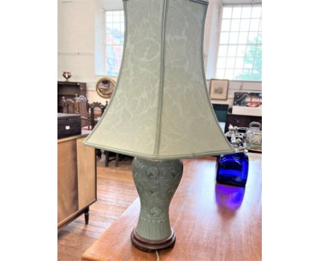 A Korean Green Glaze Porcelain Table Lamp. 20th century.