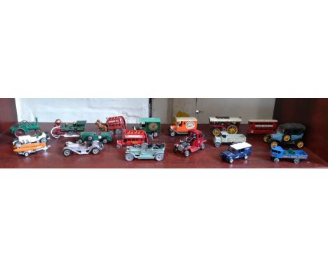 Lesney Matchbox M.O.Y, Lledo and Corgi diecast models including Fowler Showman's Engine, "B"-Type Bus and 1908 Mercedes (18) 