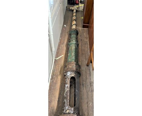 French Cast Iron Lamp Post. late 19th century. originally painted in green and white. Approximately 3 meters tall. 
