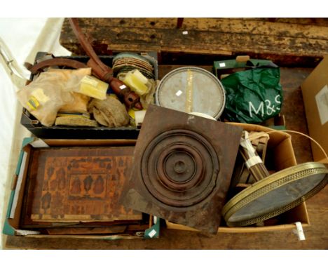 Collection of restorers items, to comprise old oak and mahogany bracket feet, a French grey marble and brass circular table t
