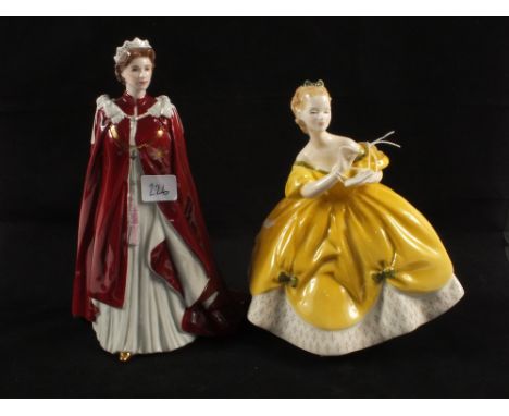 A Royal Worcester in celebration of the Queens 80th Birthday 2006 figurine and a Royal Doulton The Last Waltz figurine HN2315