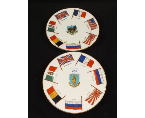Two Goss crested Flags of Nations plates