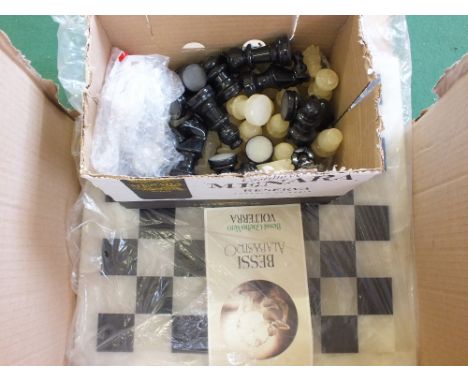 An Onyx chess set and board