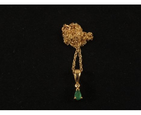 A 9ct Gold Emerald and Diamond pendant and 9ct Gold chain