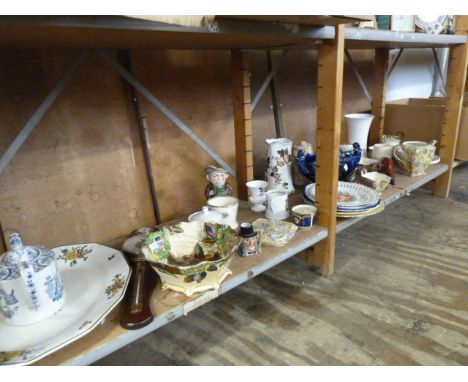 Reproduction barometer, decorated fruit bowl, wall plaques, table lamp & cups & saucers, etc. 