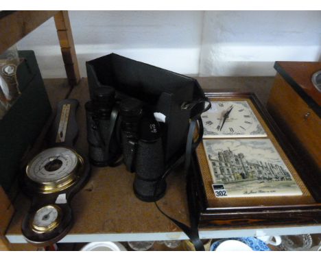 Reproduction barometer, wall clock and pr of regent binoculars