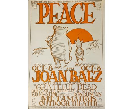 1966 concert poster for rally in support of political candidate Phil Drath, appearing were Joan Baez, Grateful Dead and other