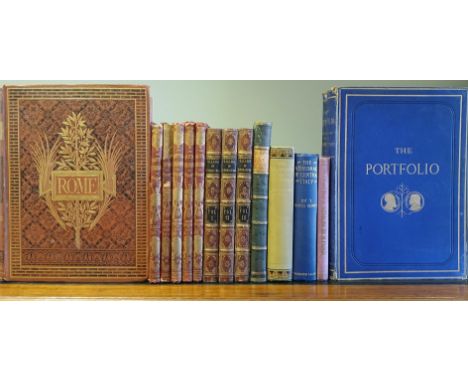 2 volumes of The Portfolio an Artistic Periodical, 1885, 1888, large 4to, many etchings throughout, wear at spines, some spot