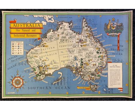 MacDonald Gill. "Australia: Her Natural and Industrial Resources", WW2 Commonwealth/Allied propaganda poster, colour lithogra