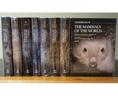 Handbook of the Mammals of the World, volumes 1-8, important and definitive publication, 7 of the 8 still in protective cello