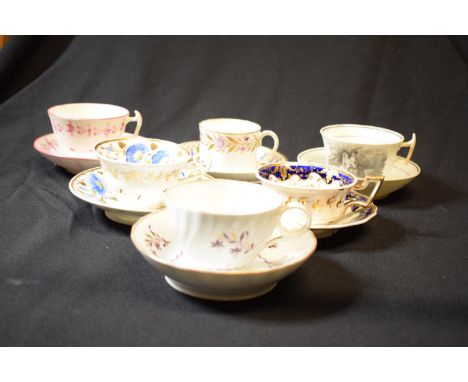 A collection of 19th century tea cups and saucers made by various English potter mainly in the style of Worcester, Newhall, S
