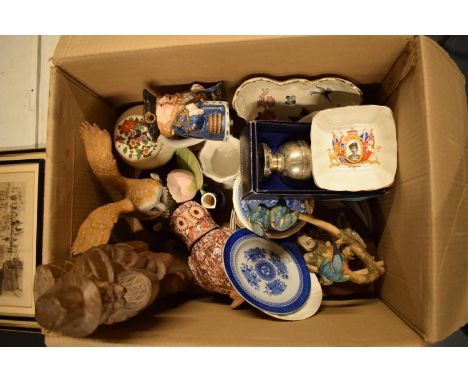 A mixed collection of items to include Spode, Carlton Ware, toby jugs, silver plate etc . Condition is mixed. No condition re