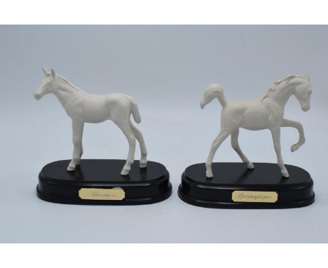 Royal Doulton horses on plinths Springtime and Adventure (2) The item appears to be in good condition with no obvious damage 