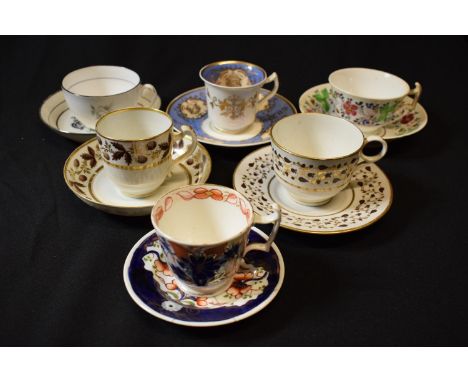 A collection of 19th century tea cups and saucers made by various English potter mainly in the style of Worcester, Newhall, S