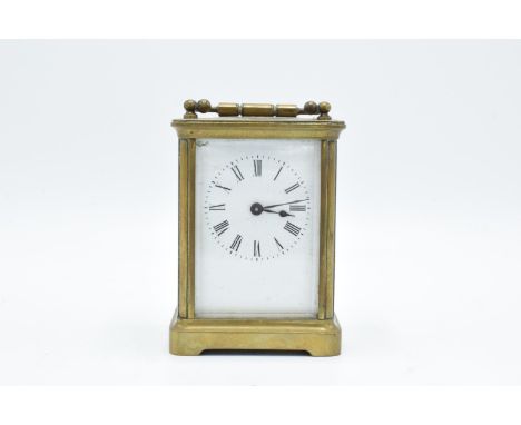 19th century brass carriage clock with single train movement. Untested condition as no key. Minor chipping to the top left of