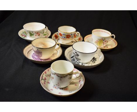 A collection of 19th century tea cups and saucers made by various English potter mainly in the style of Worcester, Newhall, S