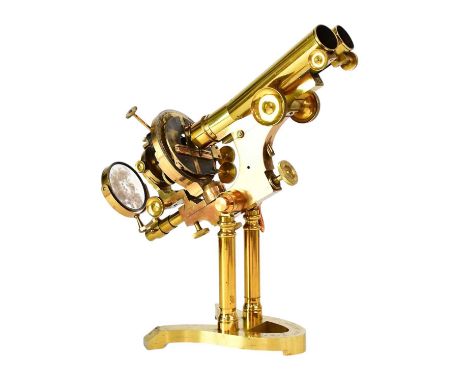 ROSS, LONDON; a large Victorian lacquered brass Compound Binocular Ross-Zentmayer Type No. 1 Microscope, with rack and pinion