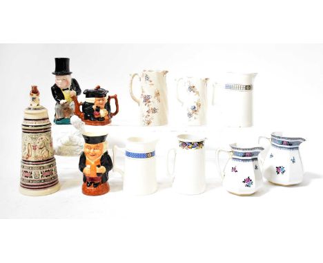 A quantity of ceramics including two character jugs, one by Kirkland of Churchill, the other by Shorter and a similar Crown D