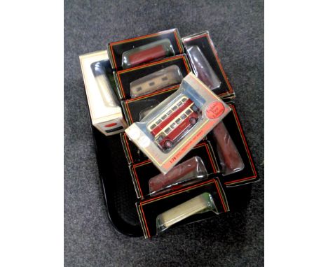 A tray containing ten exclusive first editions die cast buses, boxed  