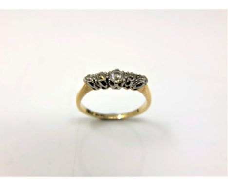 An 18ct gold and platinum five stone old-cut diamond ring, size O.  CONDITION REPORT: 2.6g. 