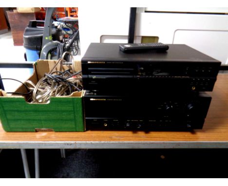 A Marantz compact disc player CD-52 together with integrated amplifier PM-50, with instruction manuals, remotes and assorted 