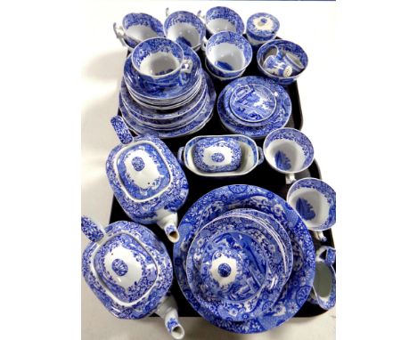 Two trays containing an extensive collection of Spode Italian tea and dinner china 