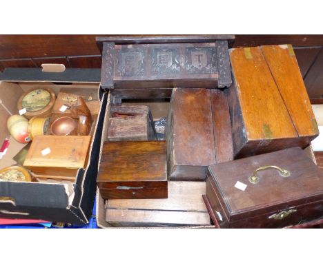 A Georgian mahogany tea caddy; a selection of vintage boxes