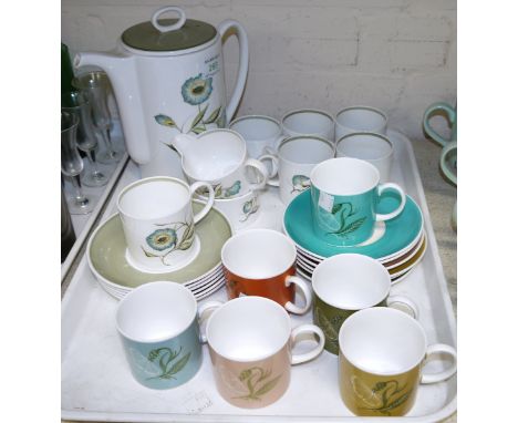 A Susie Cooper "Katina" 15 piece coffee set; a set 6 other Susie Cooper coffee cups and saucers