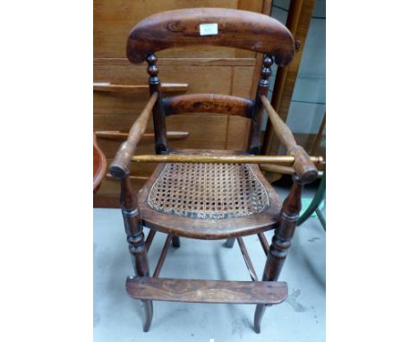 A Victorian child's wicker seat high chair (collectors' item only)