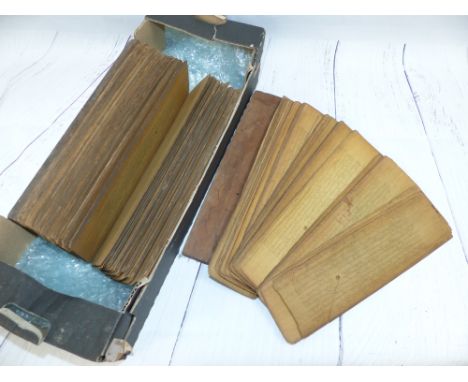 A 19th century Burmese palm leaf manuscript Bible, numerous leaves within a pair of softwood boards 