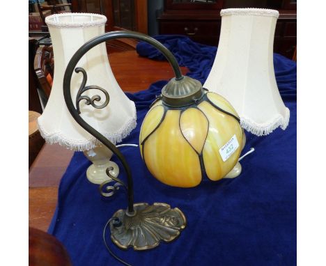 A Tiffany style table lamp; other table lamps