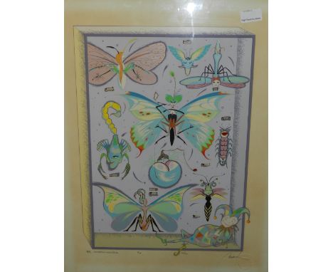 20th century Continental School, Surrealist study, lithograph on paper, blindstamped, signed in pencil, limited edition 56/20