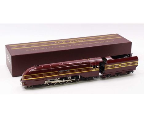 ACE Trains 0-gauge 4-6-2 loco &amp; tender streamlined Coronation class ‘Duchess of Hamilton’ 6229 LMS lined crimson lake. On