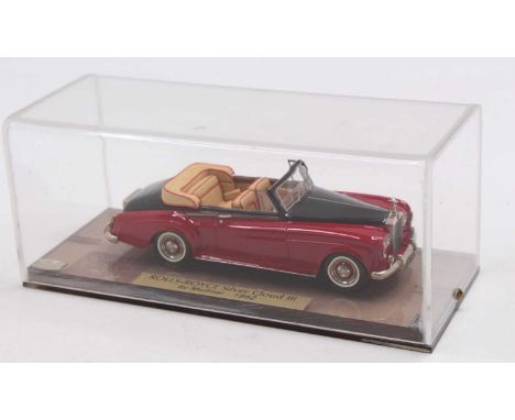 FYP Models (France) 1/43rd scale model of a Rolls Royce Silver Cloud 3 by Mulliner - 1962, red and black body with brown inte